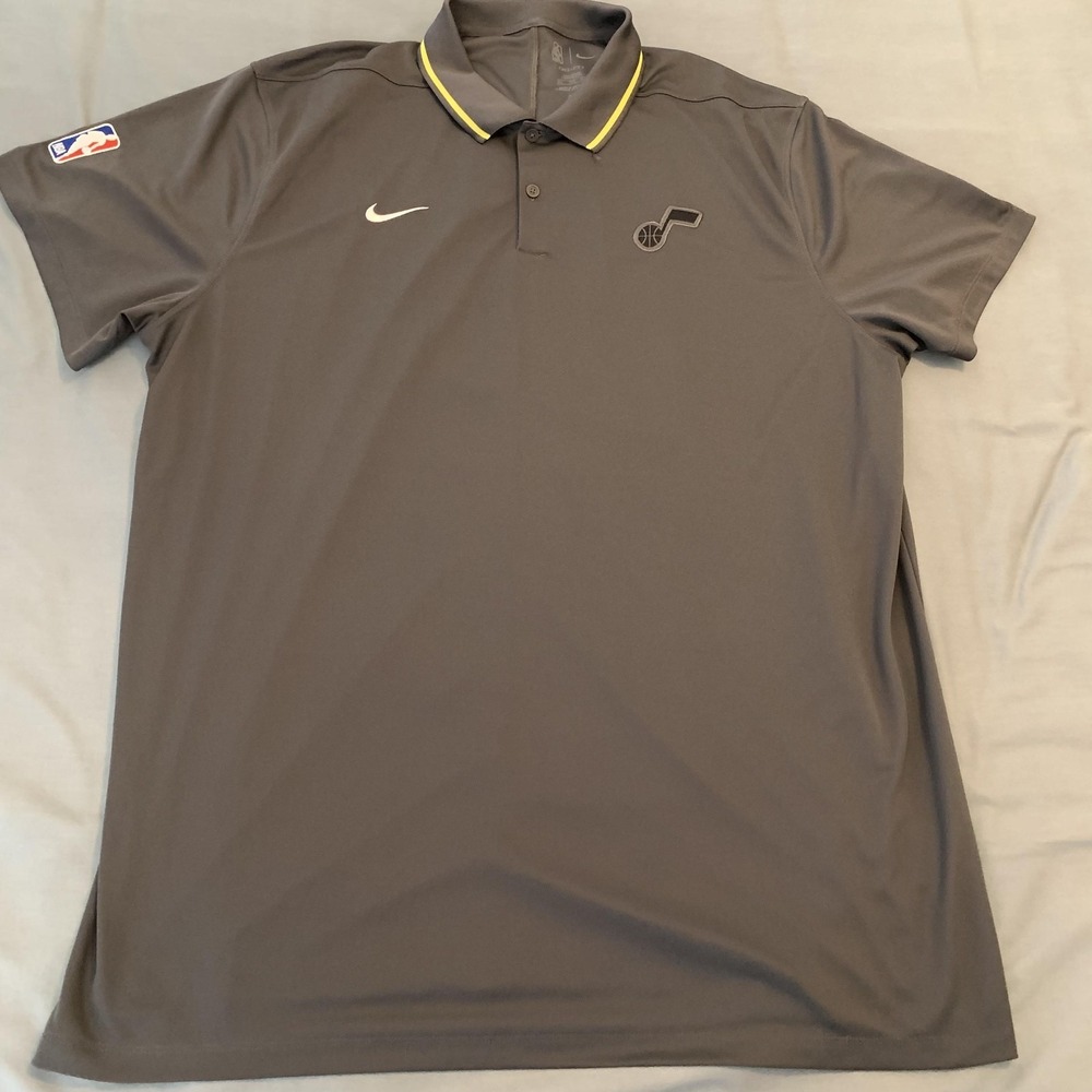 Utah Jazz Shirt Mens 2XL Gray NBA Basketball Dri Fit Polo Short Sleeve Nike - Picture 1 of 9